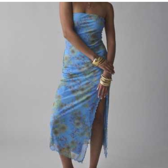 Urban Outfitters Dresses & Skirts - Urban Outfitters Strapless Floral Blue Maxi Skirt Size L